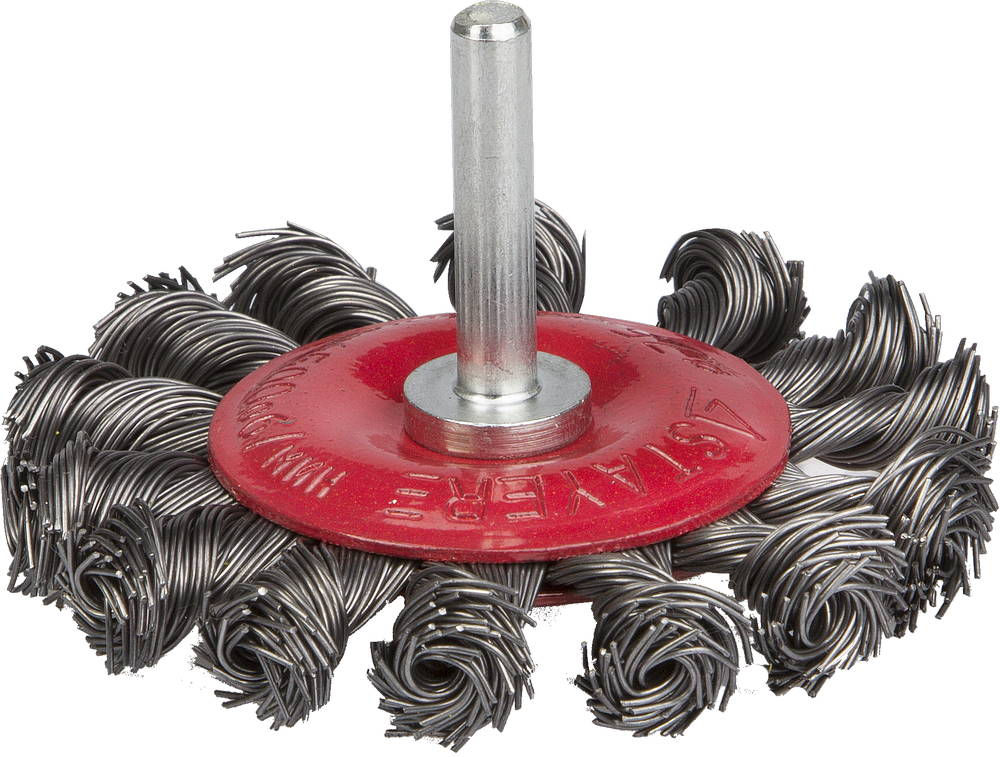 Щетка кистевая для дрели 75 мм, жгутированная стальная проволока 0.5 мм STAYER Professional 35115-075_z01