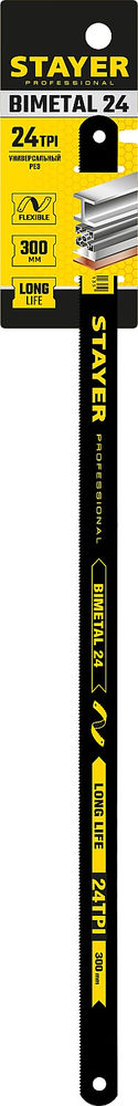 Полотно биметаллическое по металлу Bimetal-24, 24 TPI, 300 мм, 1 шт STAYER Professional 15932-24-1