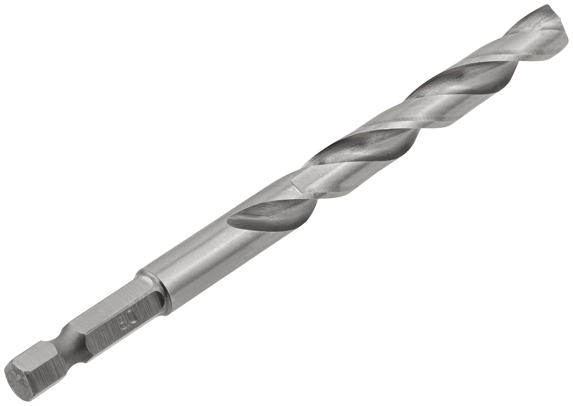 Сверло HSS по металлу,полированное, U-хвостовик под биту, инд.упаковка 8,0 мм (34080)