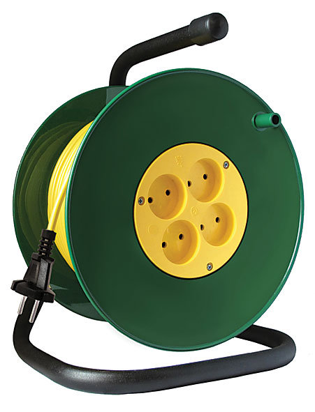 Удлинитель силовой на катушке, 4 гнезда, без заземления, СОЮЗ ПВС (2х2,5 мм) 4000 Вт, 50 м (83201)