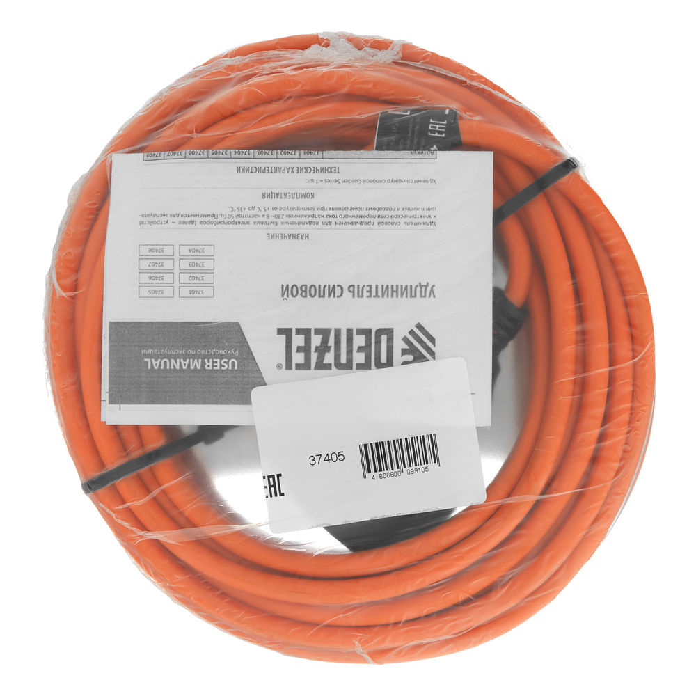 Удлинитель-шнур силовой Garden Series, ПВС, 10м, 1 розетка, 3 x 1 мм, Denzel (37405)