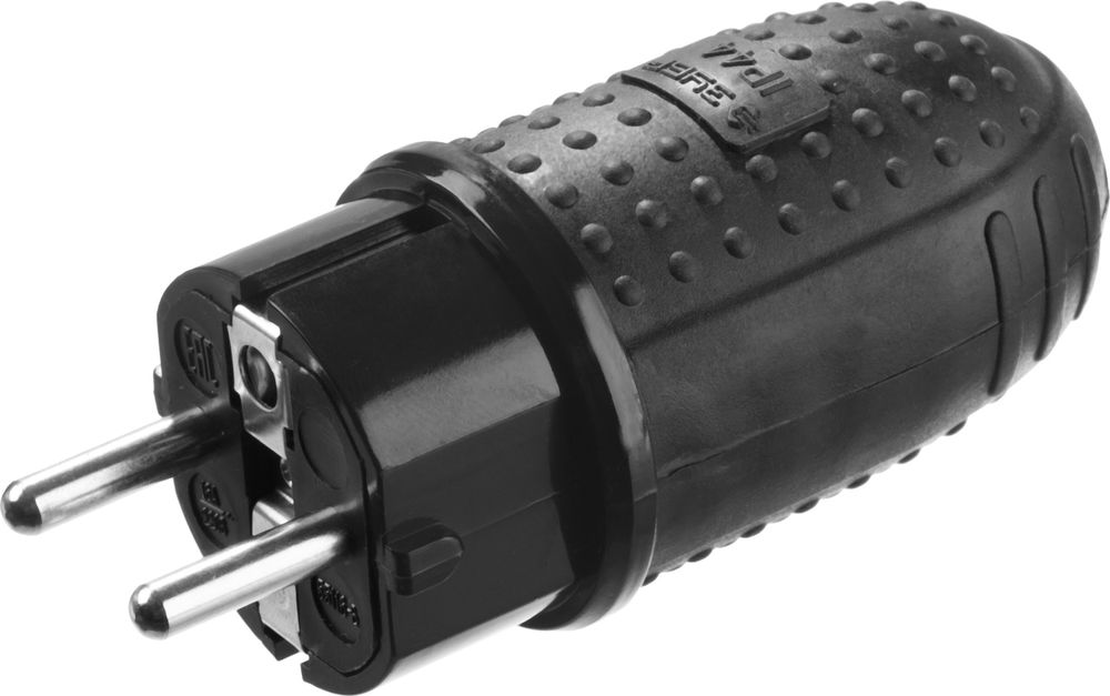 Вилка электрическая обрезиненная IP44, 16 A/220 В ЗУБР Профессионал 55116-B