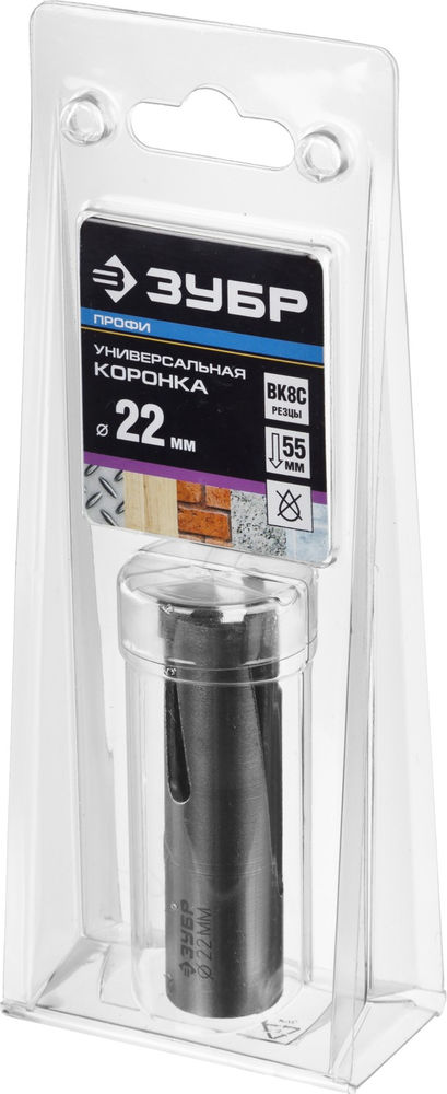 Коронка с твердосплавными резцами 22 мм ЗУБР Проуниверсал Профессионал 29514-22