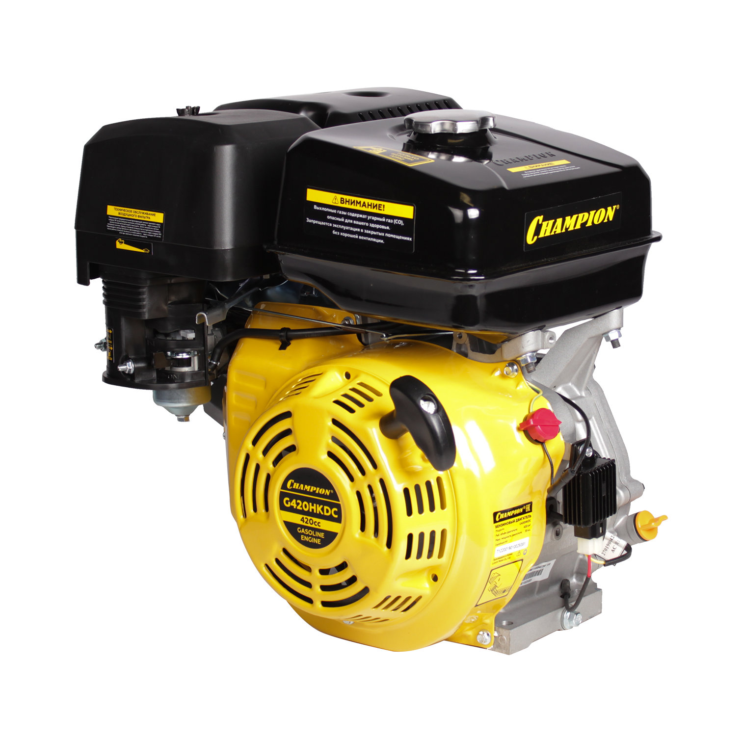 Двигатель 15лс/11кВт 420см? 25мм 31кг шпонка выход 12В/60Вт CHAMPION G420HKDC