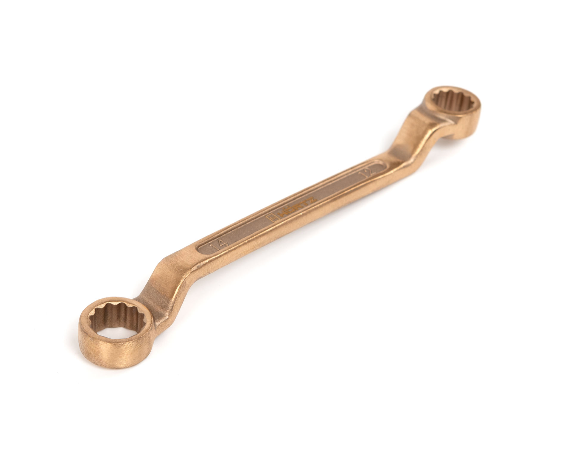 Ключ гаечный накидной двусторонний коленчатый 12х14 искробезопасный сплав BeCu 151-1214, HORTZ