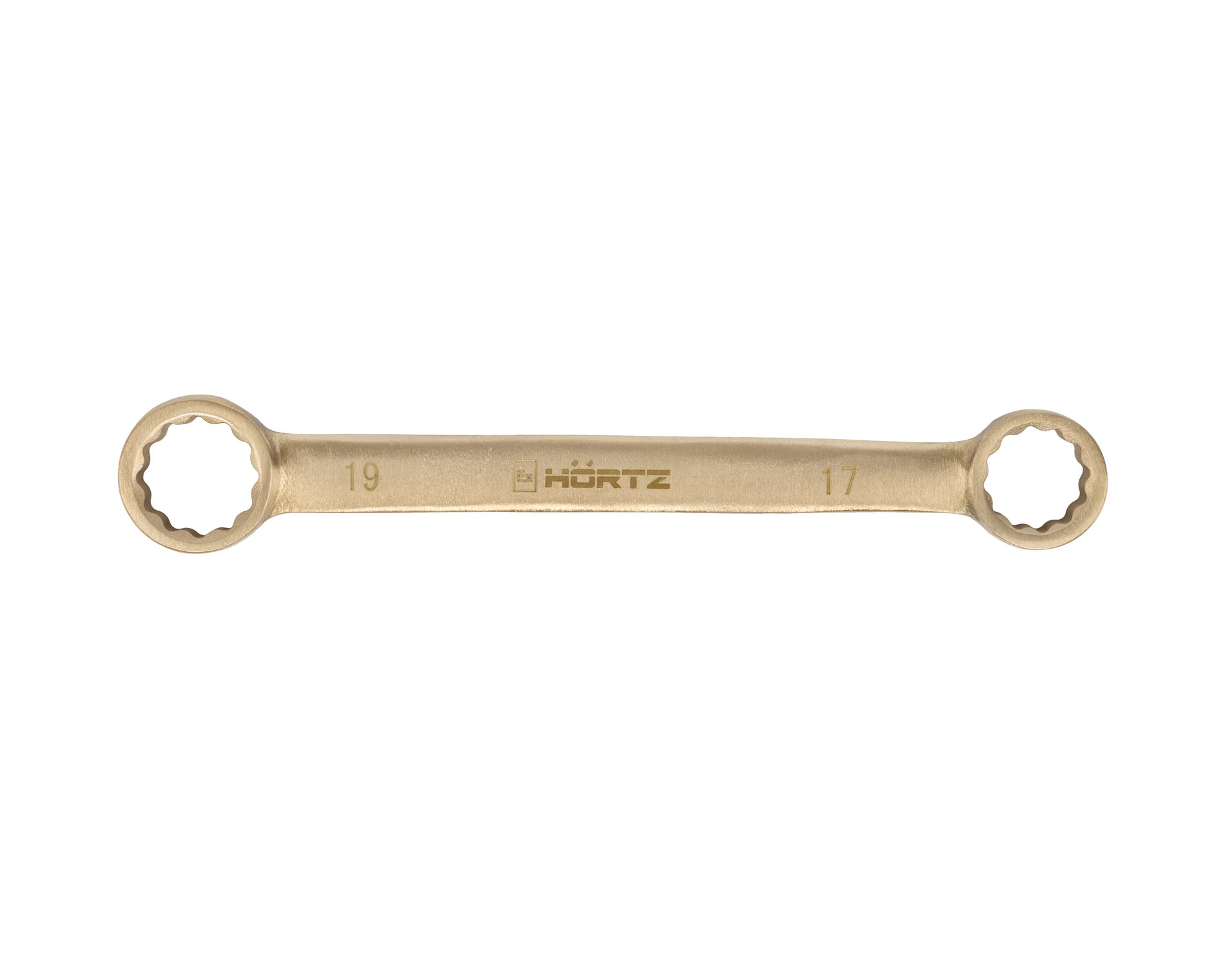 Ключ гаечный накидной двусторонний плоский 17х19 искробезопасный сплав AlCu 153A-1719, HORTZ
