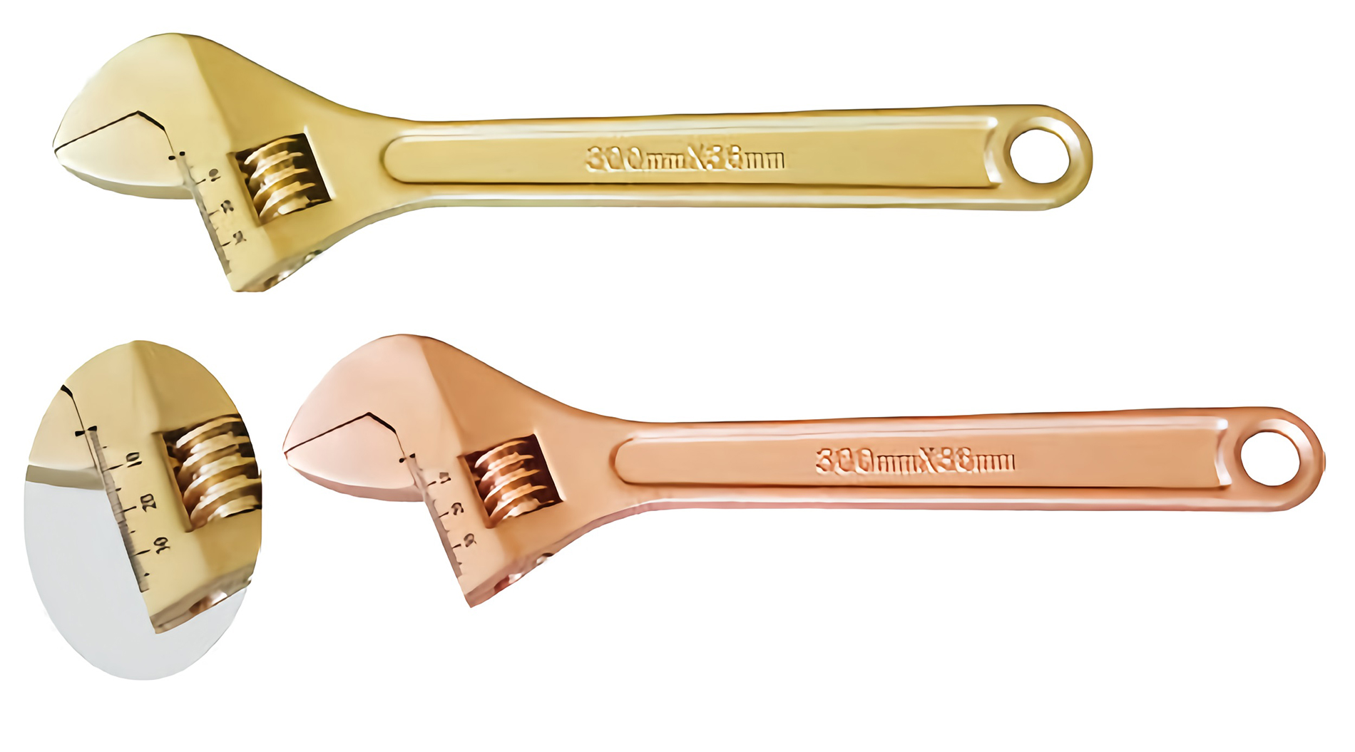 Ключ гаечный разводной со шкалой шведский КР-65 искробезопасный сплав AlCu 125C-1016, HORTZ