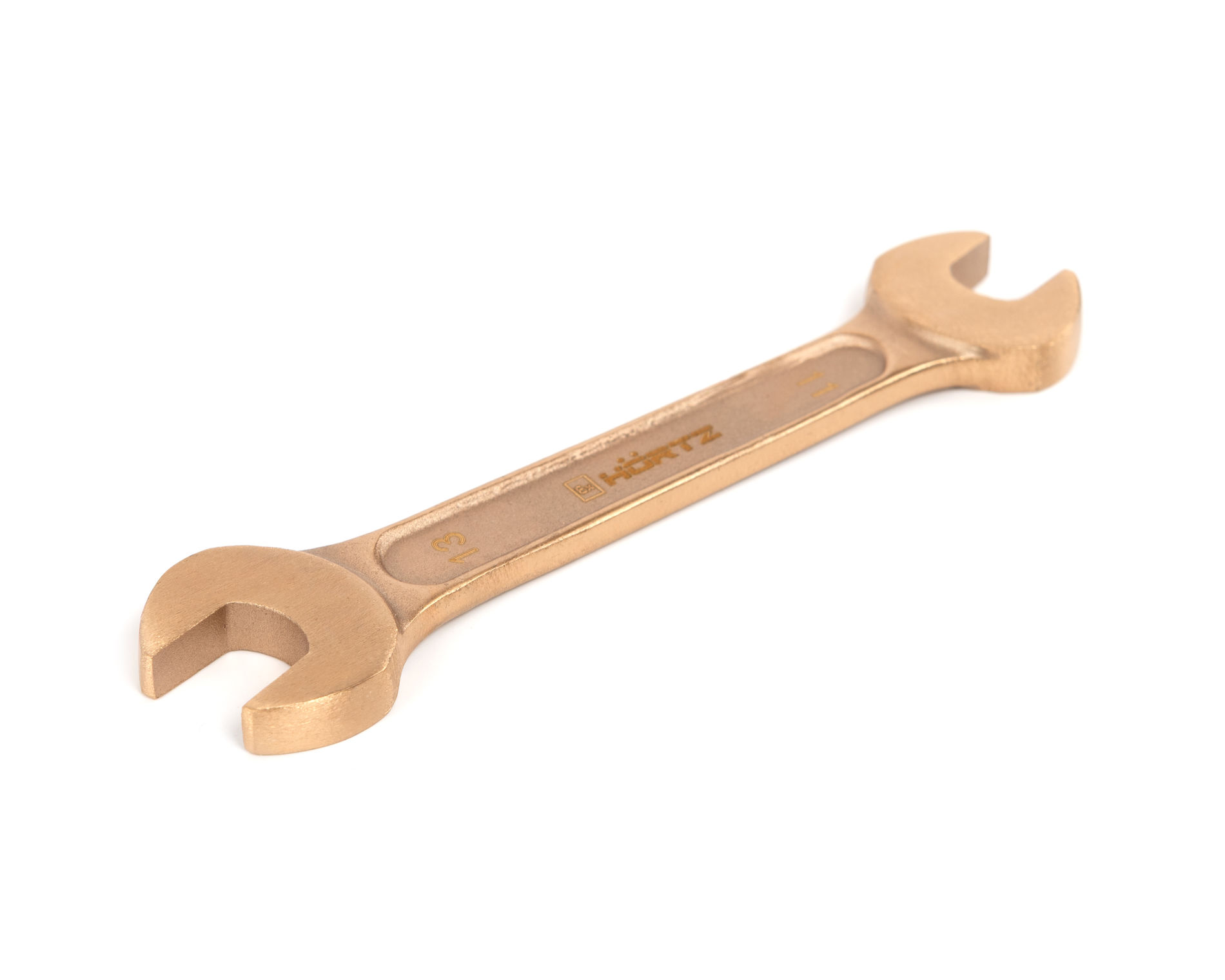 Ключ гаечный рожковый двусторонний 11х13 искробезопасный сплав BeCu 146-1113, HORTZ