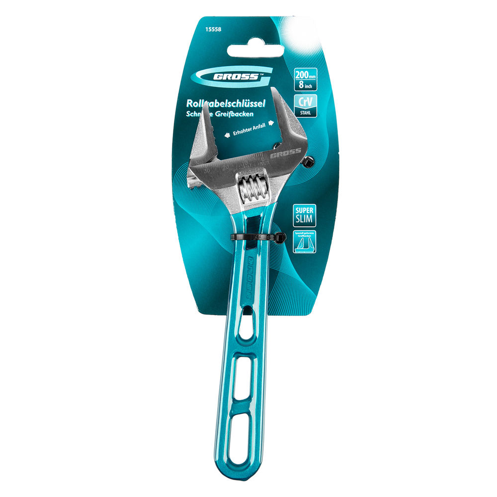Ключ разводной 200 мм, CrV, облегченный Gross