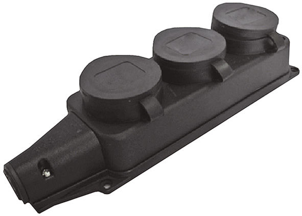 Колодка однофазная с заглушками тройная ( каучук ) UNIVERSAL (83303)