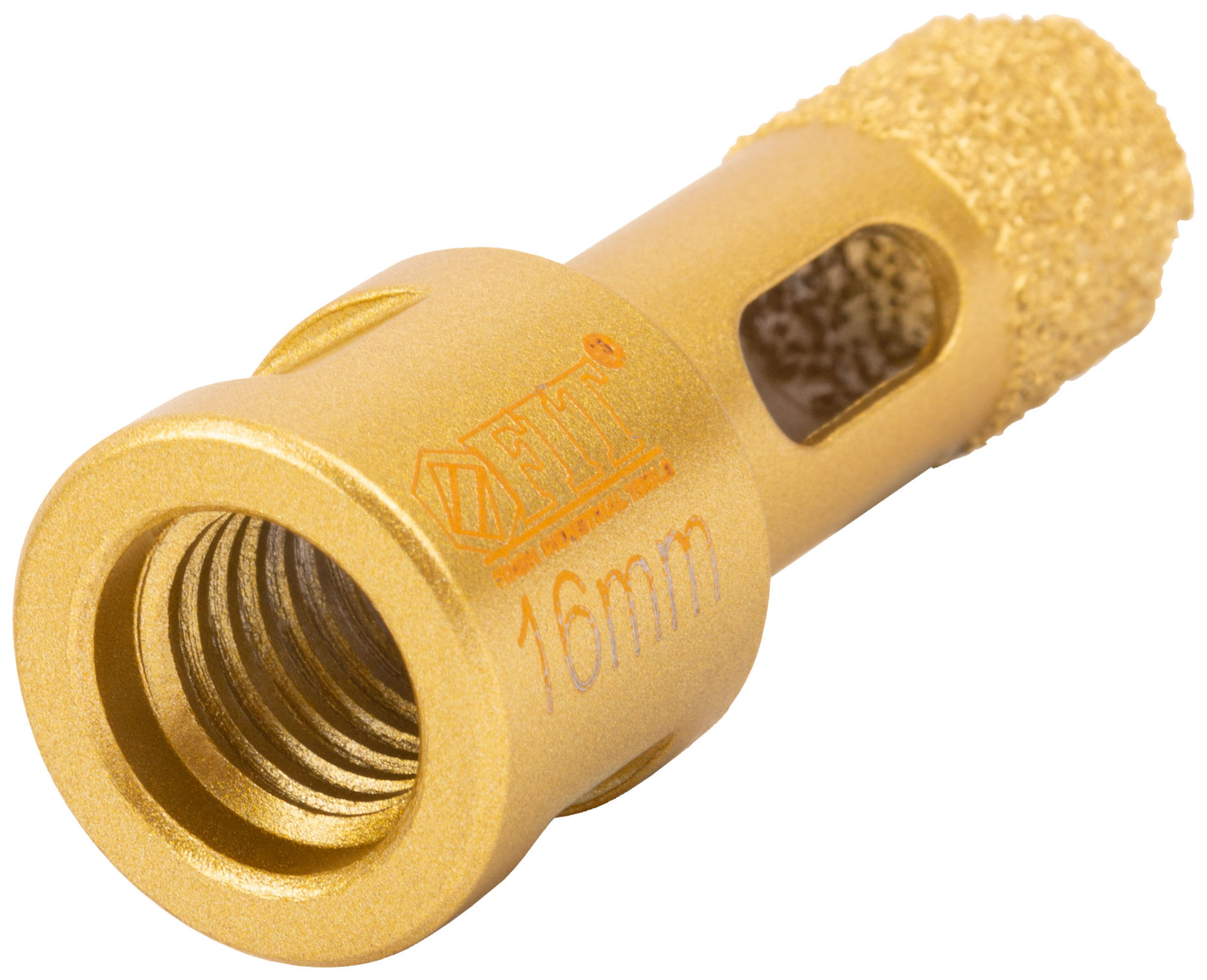 Коронка кольцевая для УШМ, М14, по керамограниту, камню и кафелю алмазная, вакуумное спекание 16х60 мм (16336)