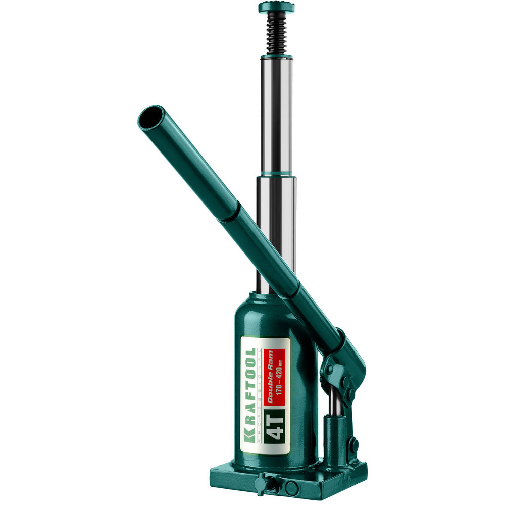 Домкрат бутылочный двухштоковый 4 т, 170 - 420 мм с увеличенным подъемом DOUBLE RAM KRAFTOOL 43463-4