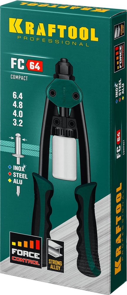 Компактный двуручный заклепочник FC-64, 3.2 - 6.4 мм, 320 мм, регулировка усилия KRAFTOOL 31160_z01