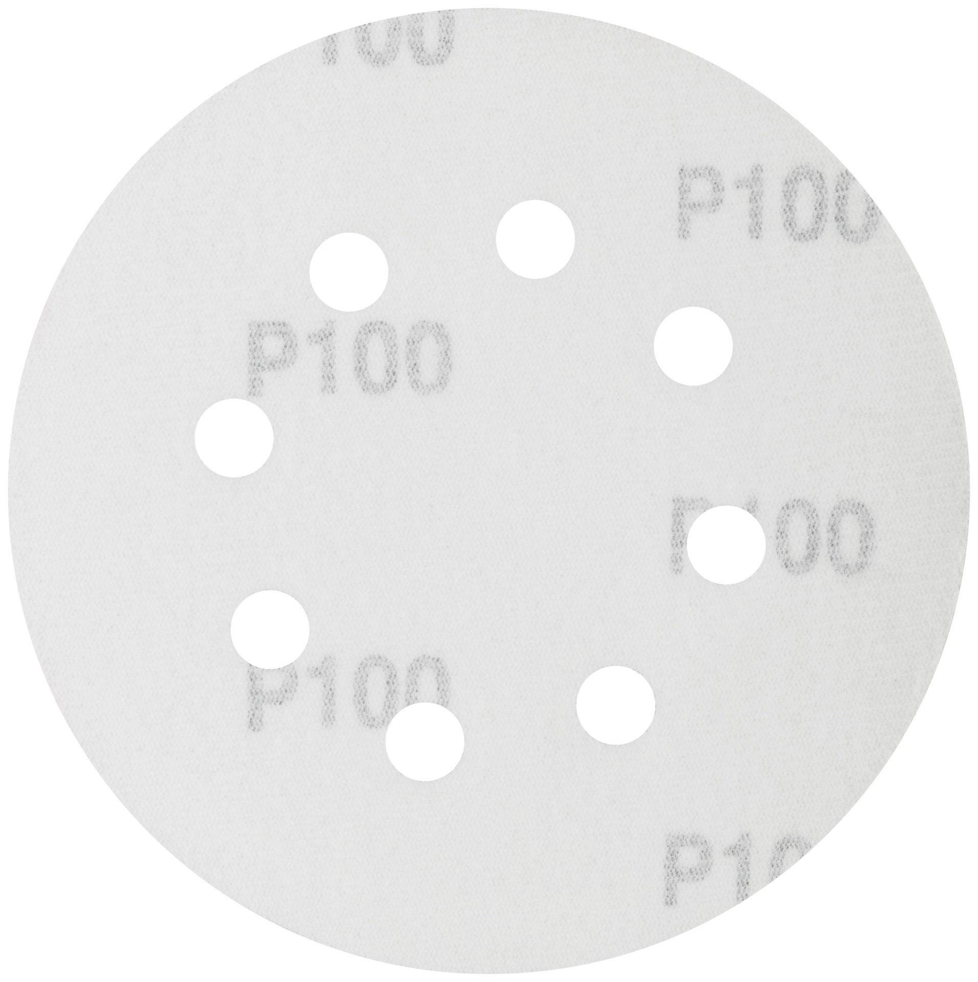 Круги шлифовальные с отверстиями (липучка), алюминий-оксидные, 125 мм, 5 шт. Р 100 (39785)