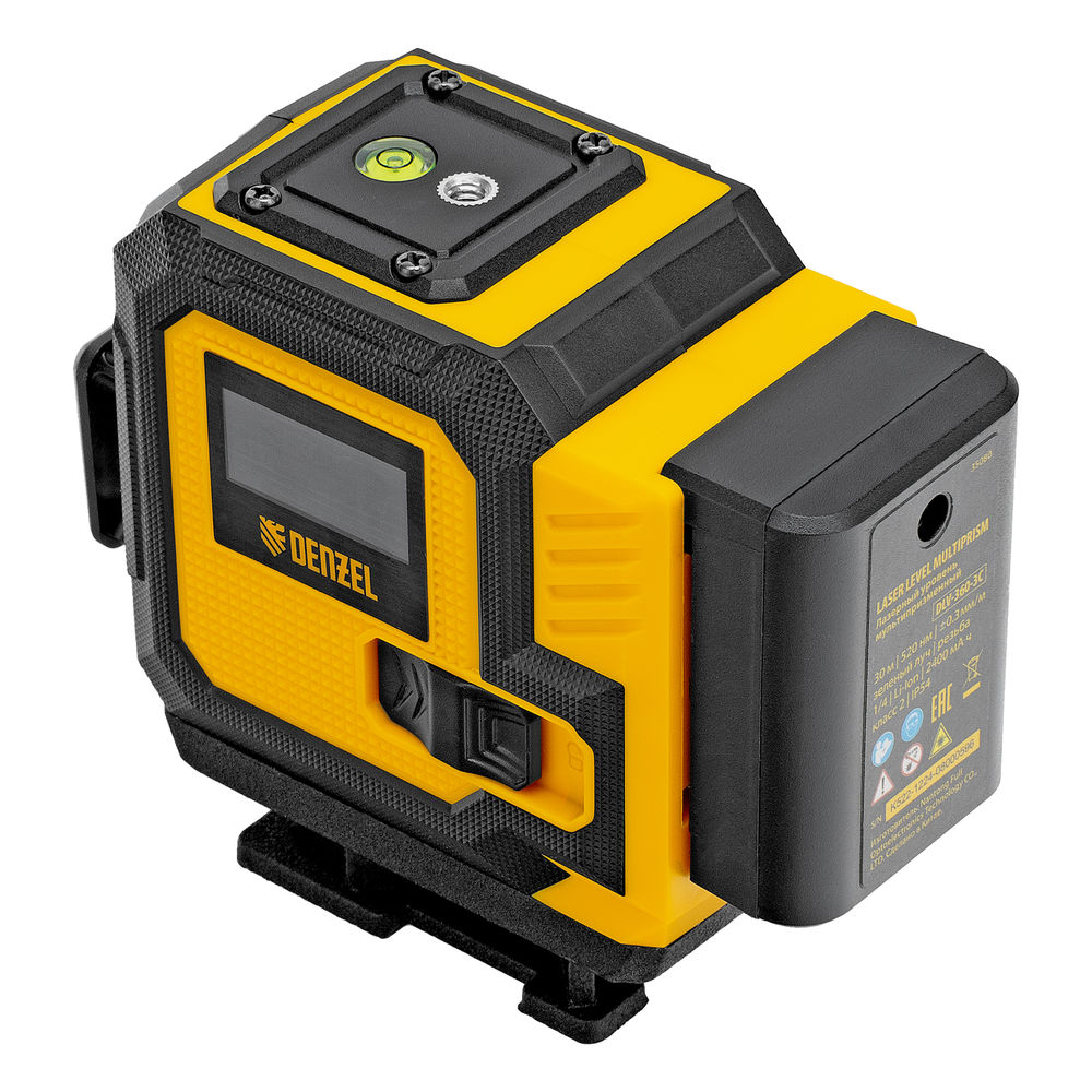 Лазерный уровень мультипризменный DLV-360-3T, 30 м, зеленый луч, Li-Ion 2,4 Aч, штатив // Denzel (350805)