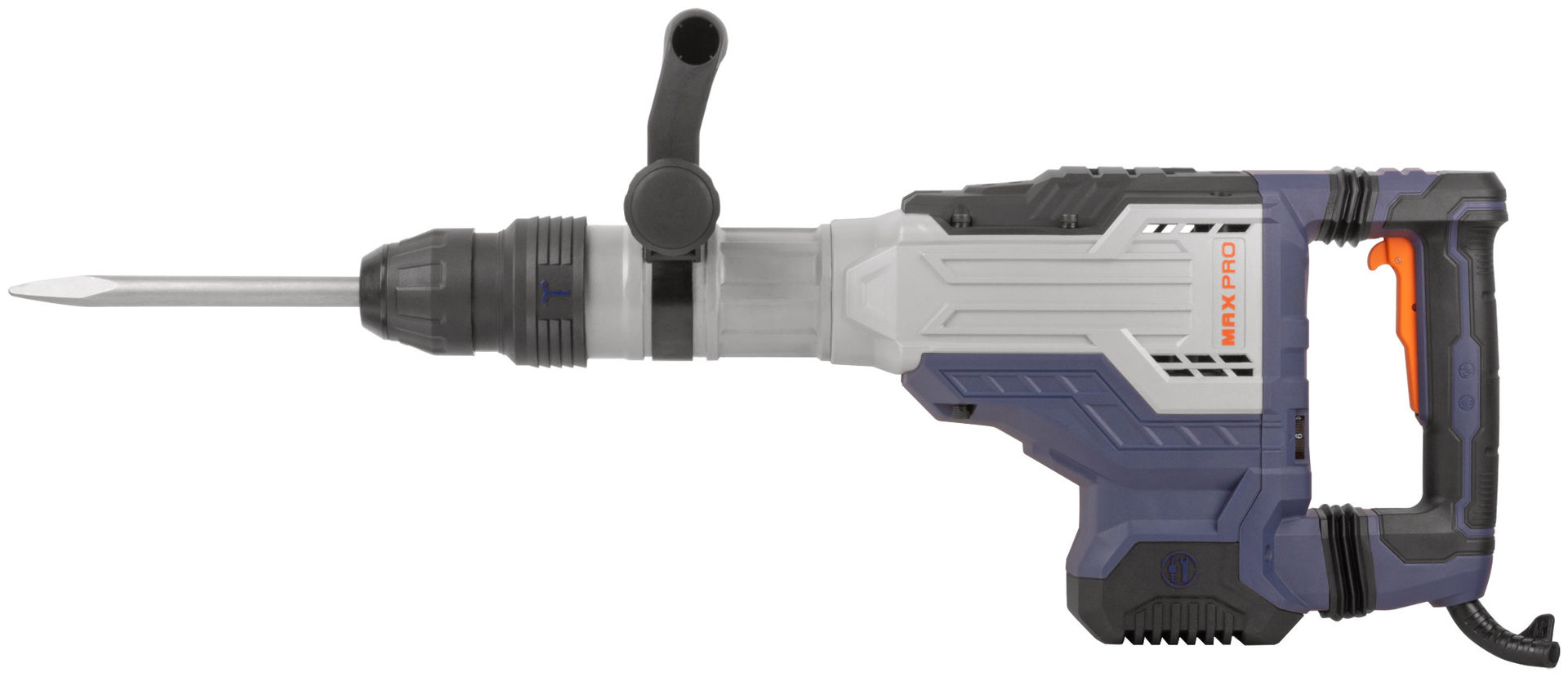 Молоток отбойный электрический, 1700 Вт, 200-2100 уд/мин, 45 Дж, SDS-MAX, 11,5 кг, резиновый кабель, дополнительные щетки, кейс, MAX-PRO, 85106