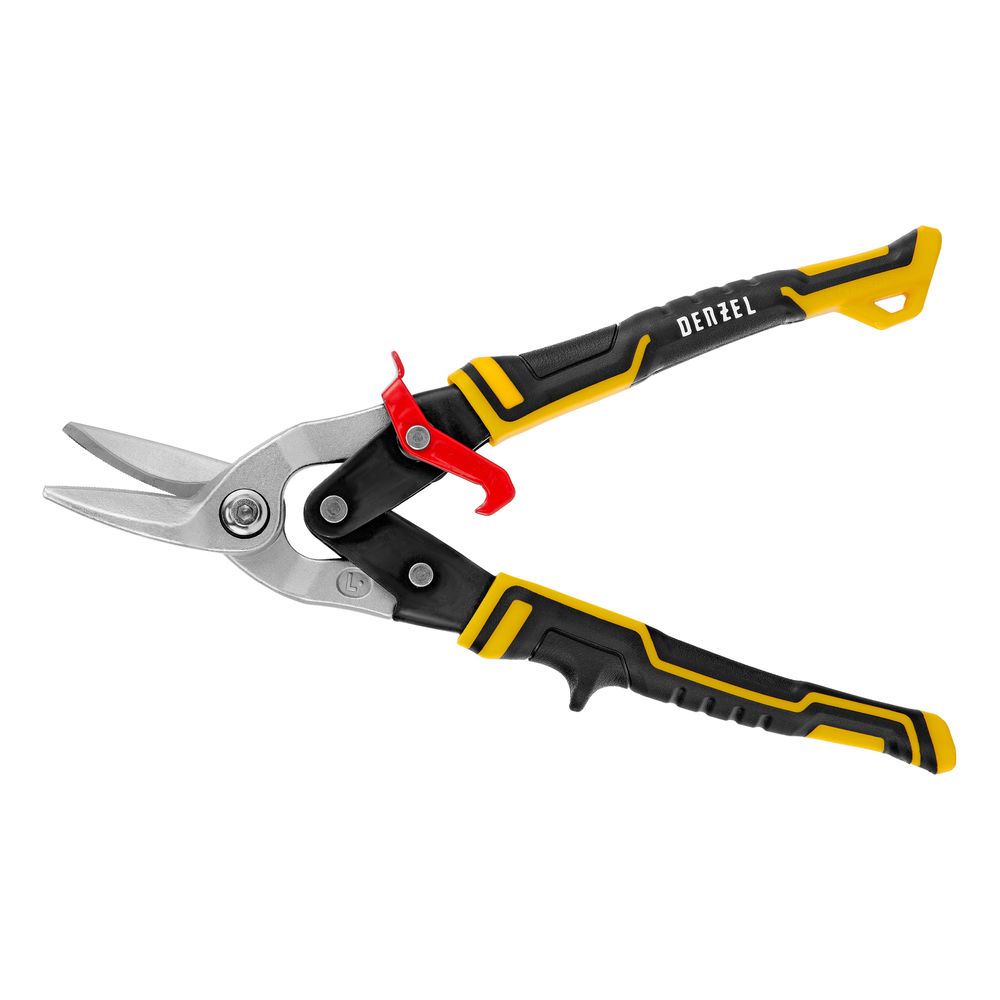 Ножницы по металлу, 270 мм, прямой и левый рез, сталь-СrMo, трехкомпонентные рукоятки Denzel (78372)
