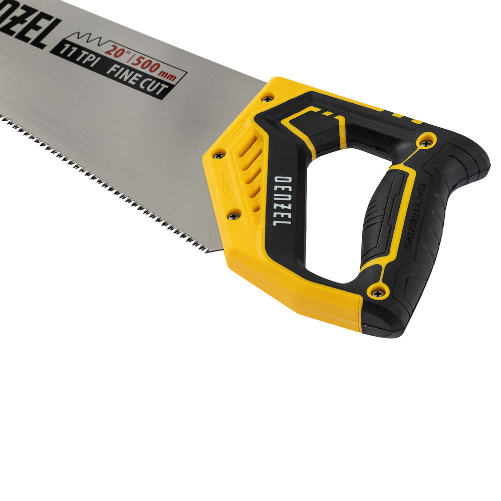 Ножовка по дереву, 500 мм, 9 TPI, зуб 3D, двухкомпонентная рукоятка Denzel (24147)