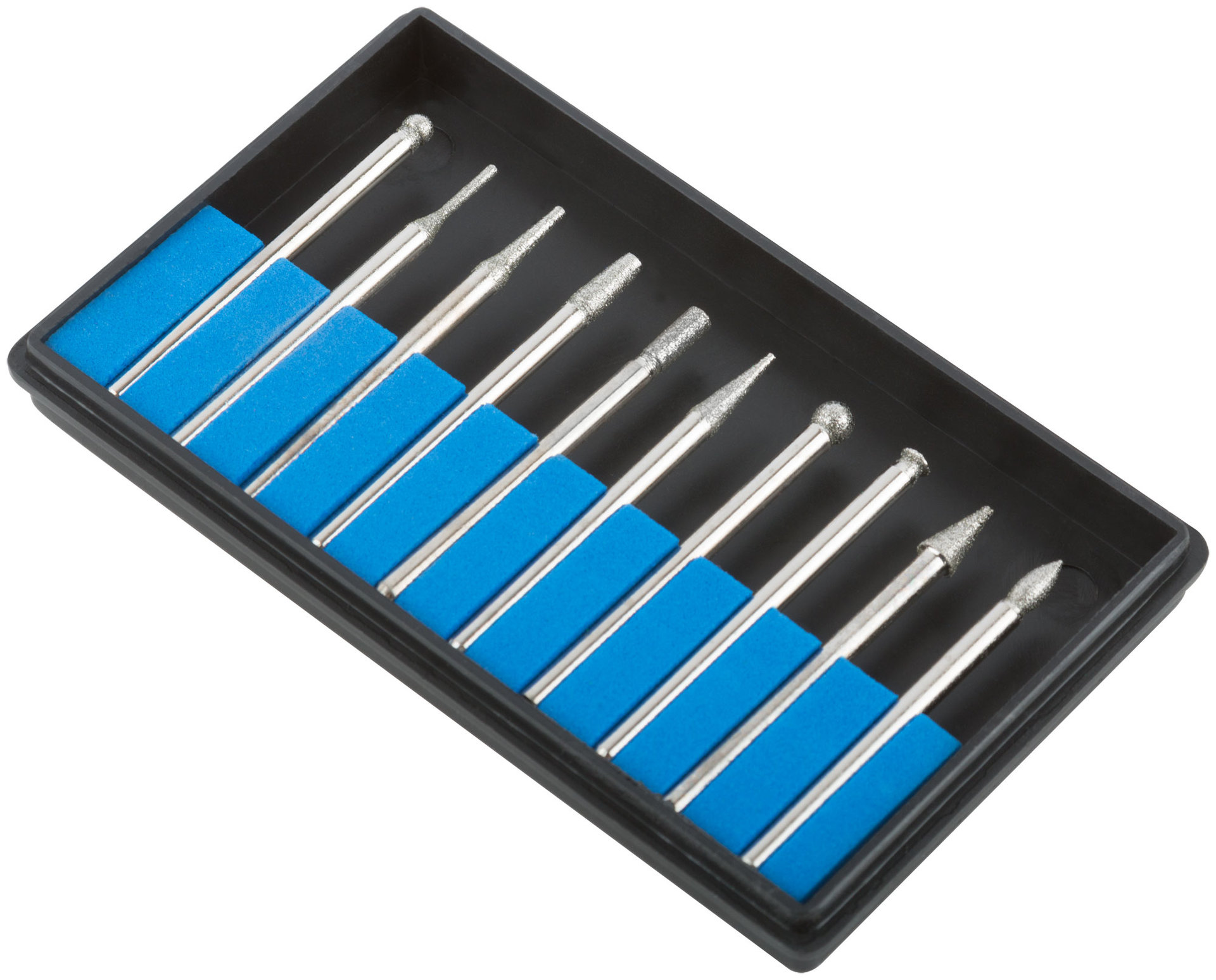 Шарошки, усиленная сталь с алмазным напылением, штифт диам. 3 мм, 10 шт. (36479М)