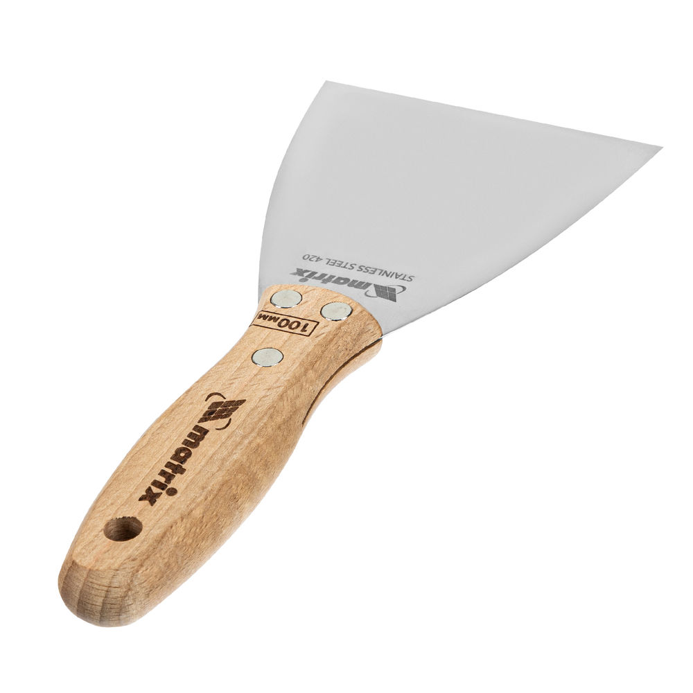 Шпательная лопатка из нержавеющей стали, 100 мм, буковая рукоятка, EFP Matrix (85617)