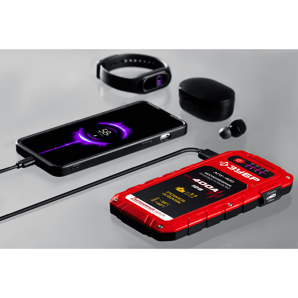 Пусковое устройство 12 В макс. 400 А аккумуляторное ЗУБР АПУ-400 59322