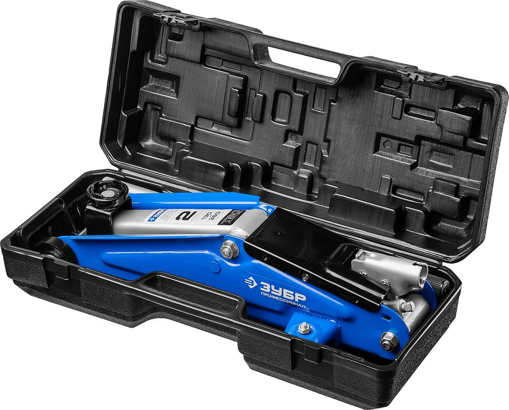 Подкатной домкрат с увеличенным подъемом в кейсе 2 т 130 - 380 мм Профессионал ЗУБР Т-50 43052-2-K