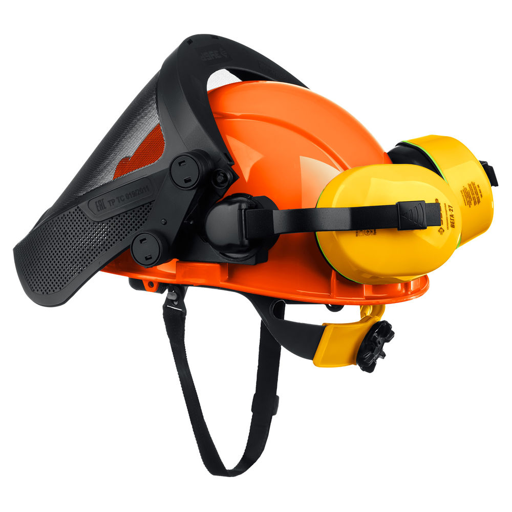 Каска защитная с наушниками и сетчатым экраном ЗУБР ТРИАДА Профессионал 11099