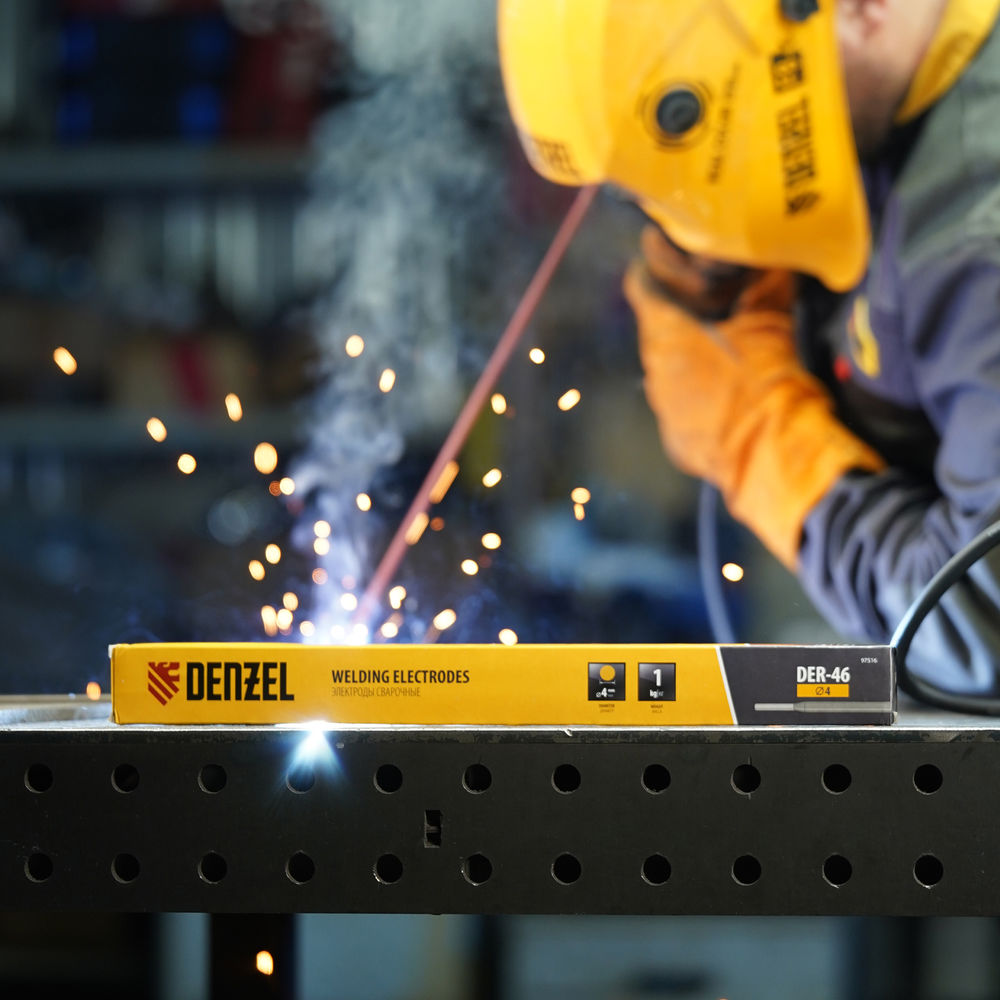 Электроды DER-46, диам. 4 мм, 1 кг, рутиловое покрытие Denzel (97516)