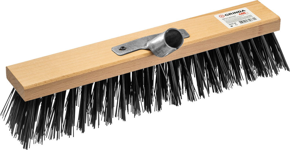 Уличная щетка EURO, буковая колодка 40 см с металлическим держателем для черенка, d 25 мм, щетина 70мм, 5-рядная, без черенка GRINDA 39193-40_z01