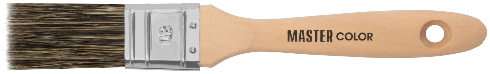 Кисть флейцевая, ширина 30 мм, толщина 14,4 мм, 50% ПБT/50% чер. натур. щетина, нержавеющий обжим. (30-0051д)