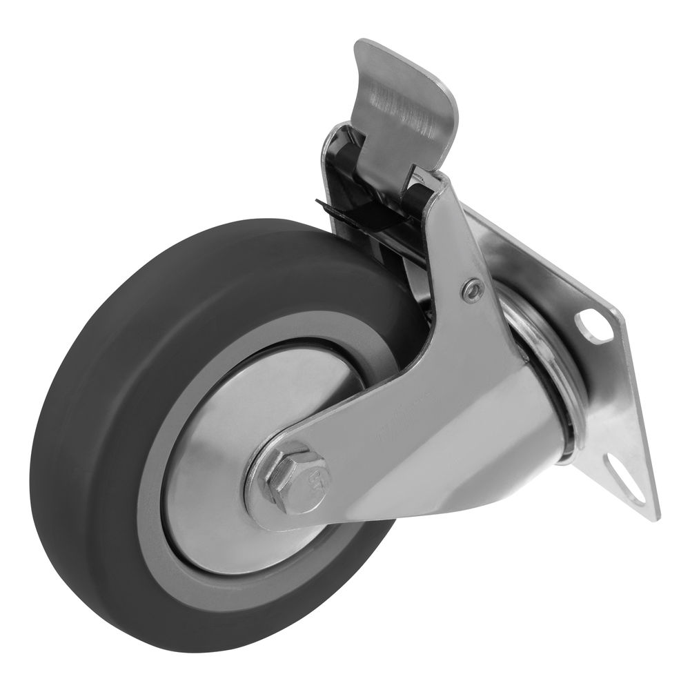 Колесо поворотное с тормозом D 100 мм, крепление платформенное Сибртех (68721)