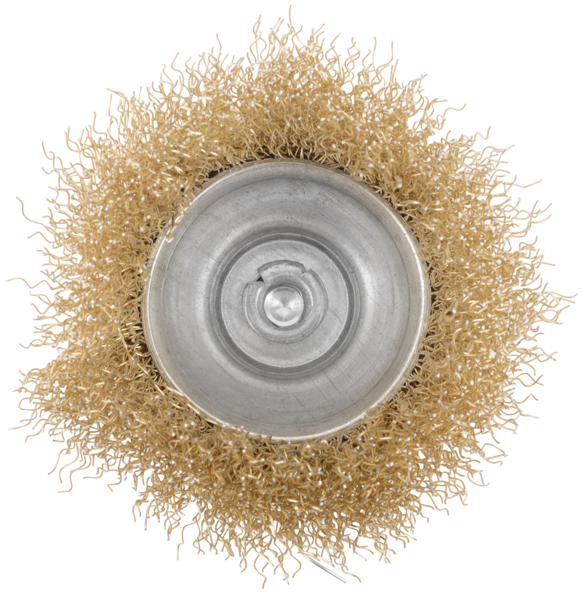 Корщетка чашечная, со шпилькой, стальная латунированная волнистая проволока 65 мм (38467)