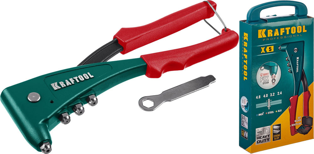 Литой заклепочник X-5F, 2.4–4.8 мм, удержание заклепки, в кейсе KRAFTOOL 31173-H6_z01
