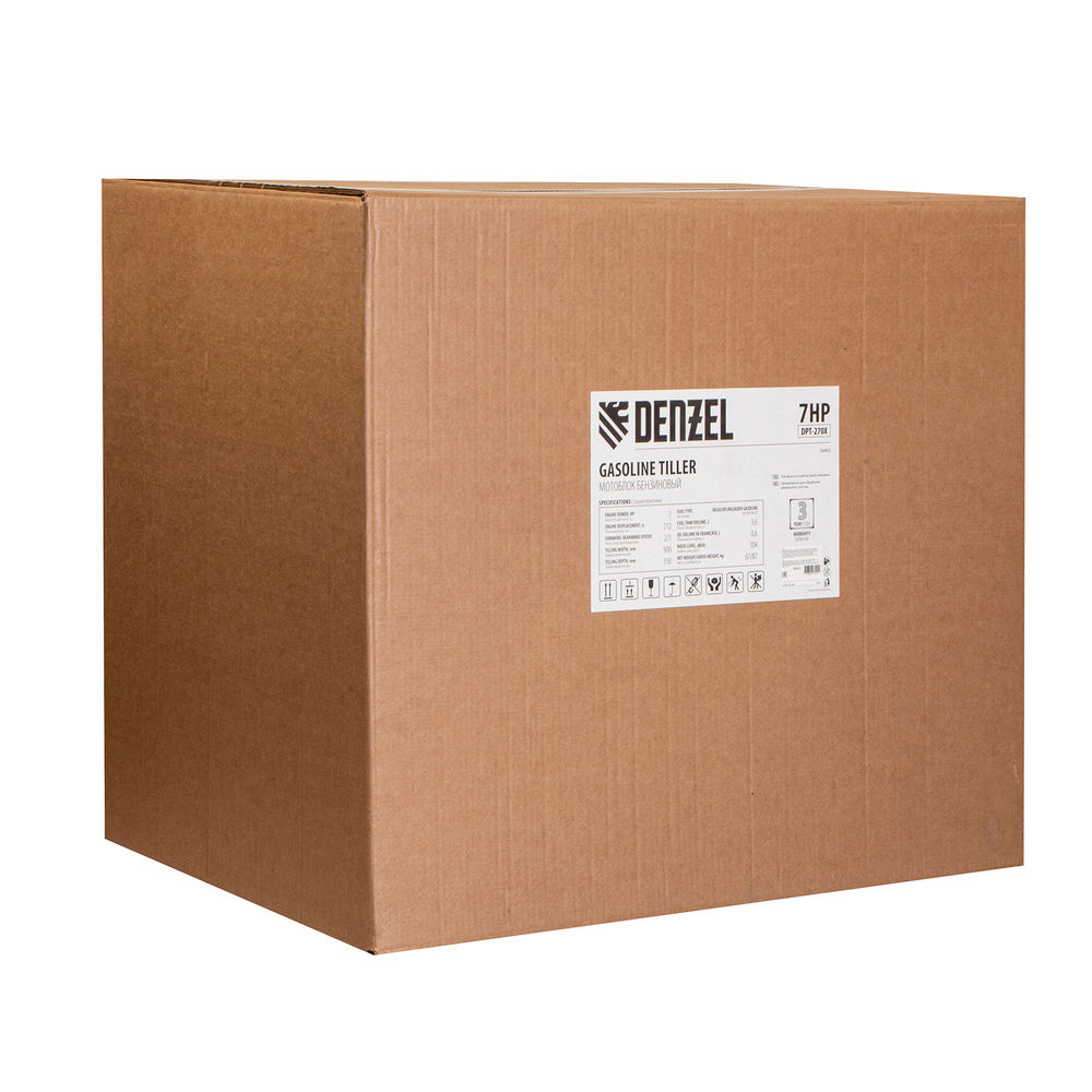 Мотоблок DPT-270X, 7 л.с, дисковое сцепление, ширина 90 см, глубина 35 см, фрез 3 х 4, ВОМ, передачи 2В/1Н Denzel (56403)