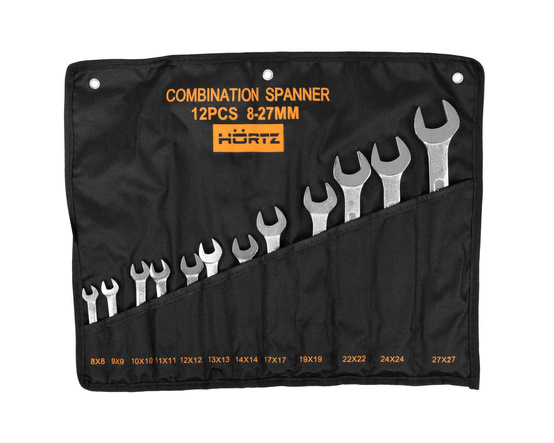 Набор ключей гаечных комбинированных 12 шт. (8-27) хромированных HORTZ