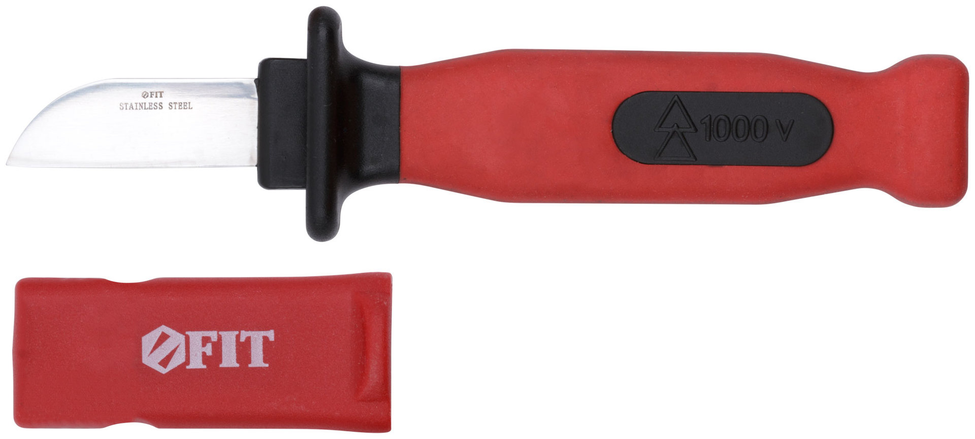 Нож изолированный 1000 В, нерж.сталь, 200 мм, лезвие 50 мм, прорезин.ручка (10605)