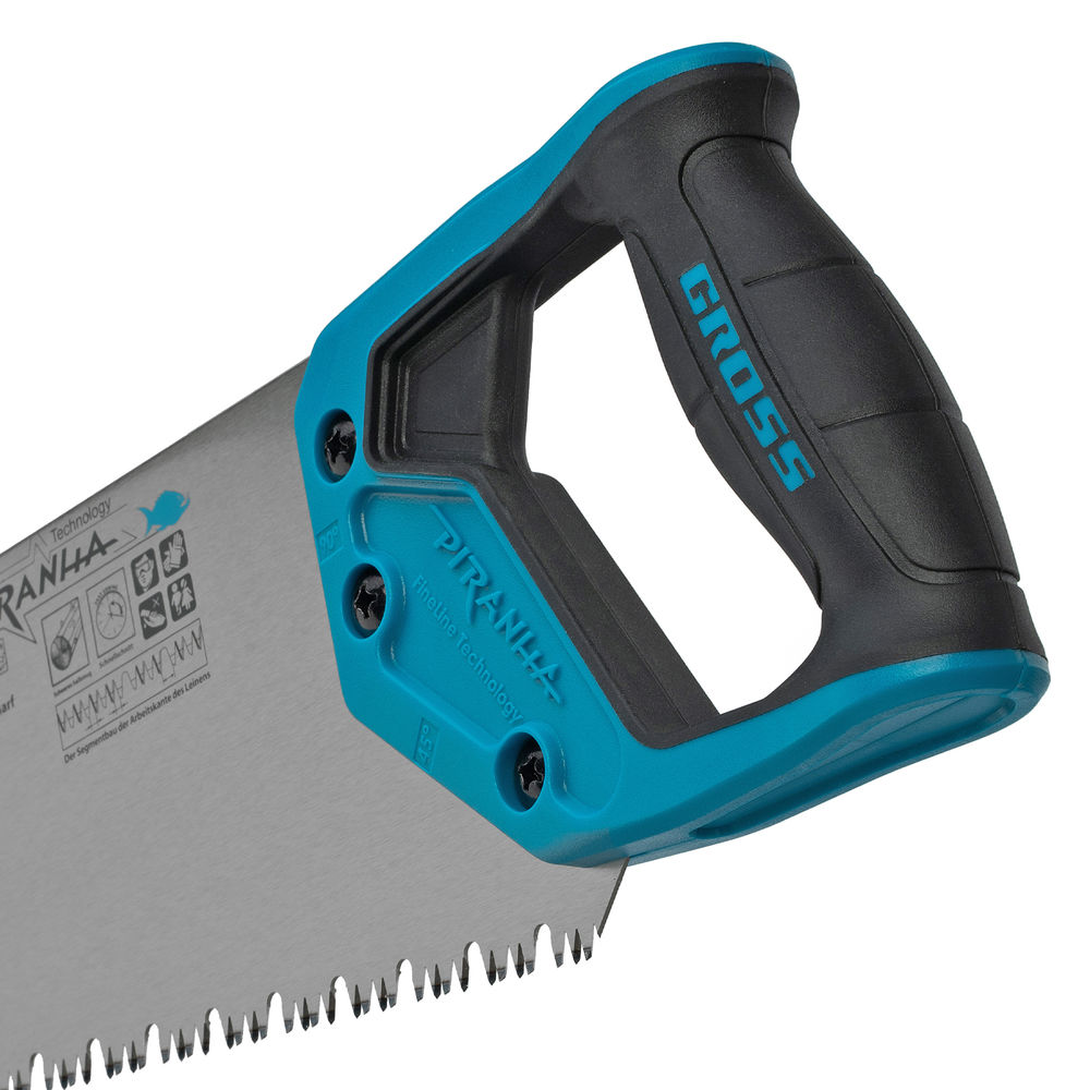 Ножовка по дереву Piranha, 550 мм, сегментное строение рабочей кромки, 7-8 TPI, зуб-3D, двухкомпонентная рукоятка Gross