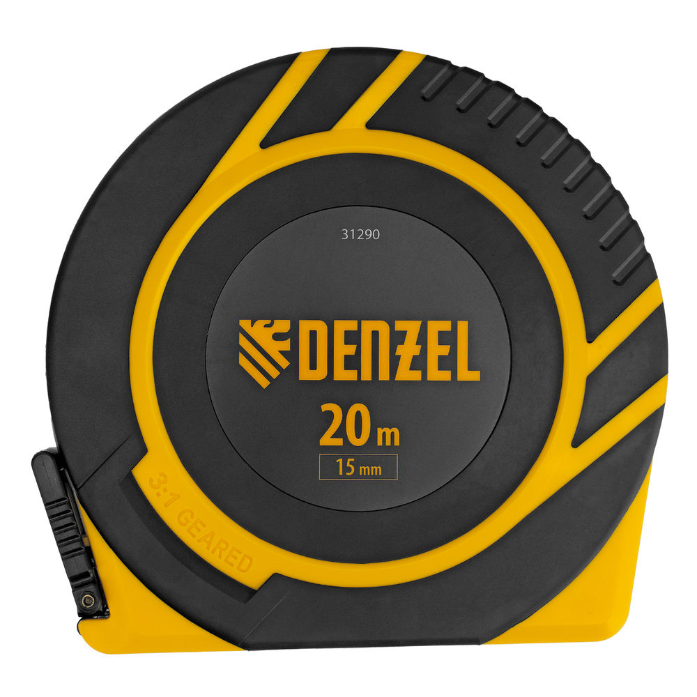 Рулетка геодезическая 20 м х 15 мм, закрытый корпус, фиберглассовая лента Denzel