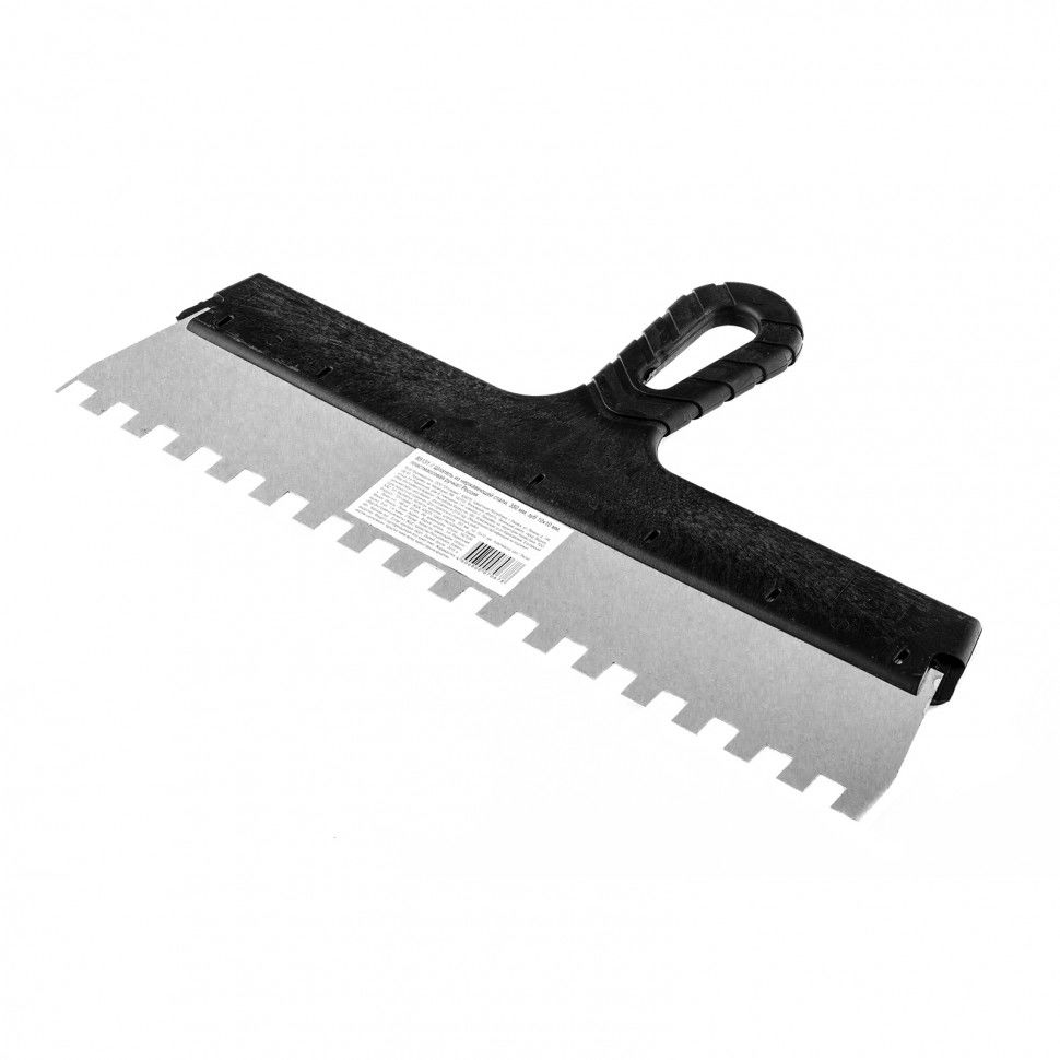 Шпатель из нержавеющей стали, 350 мм, зуб 10 х 10 мм, пластмассовая ручка Sparta (85131)