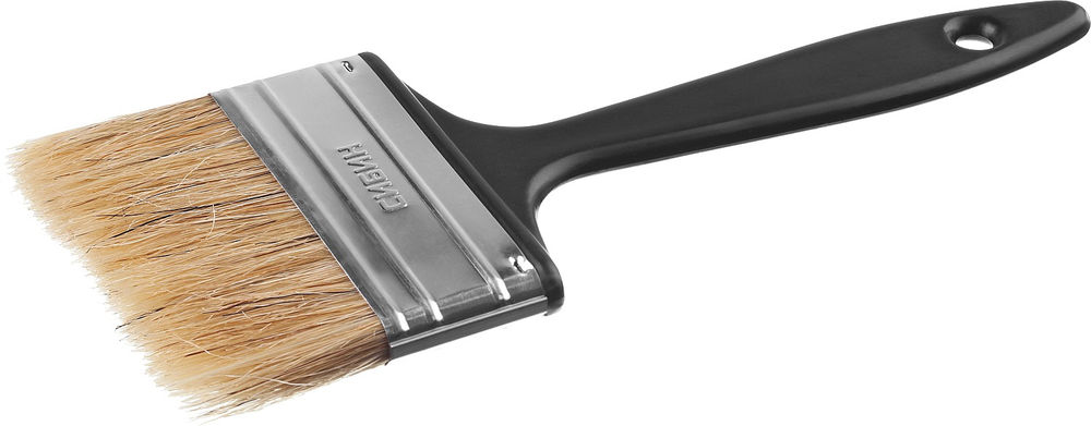 Кисть плоская 75 мм 3 светлая смешанная щетина пластиковая ручка все виды ЛКМ СИБИН 01008-075