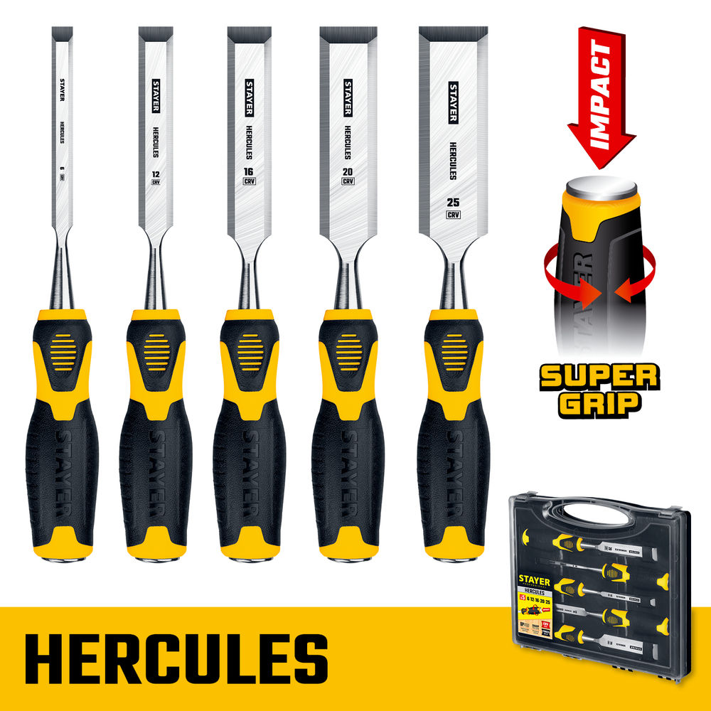 Набор стамесок-долот 5 предм. Hercules Professional STAYER 18205-H5
