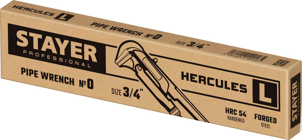 Ключ трубный с прямыми губками №0, 3/4,280 мм Hercules-L STAYER 27331-0