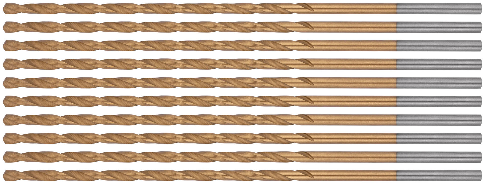 Сверла HSS по металлу, удлиненные, титановое покрытие 2,0х85 мм (10 шт.) (34220)