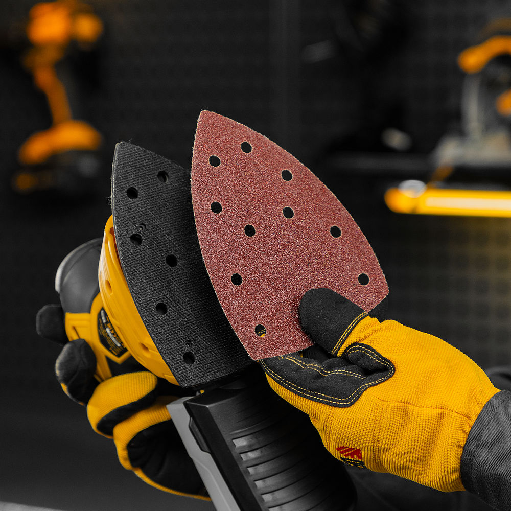 Треугольник абразивный на ворc. подложке под липучку, перф., P 40, 150х150х100 мм, 5 шт. Denzel (738577)