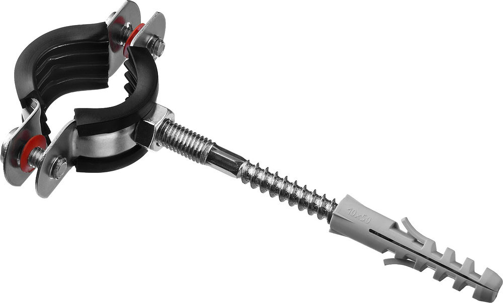 Хомут трубный с сантехнической шпилькой и дюбелем 3/4, цинк, 1 шт ЗУБР 37866-25-29  