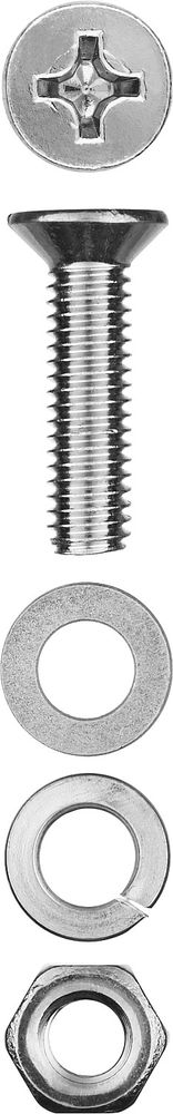 Винт с гайкой и шайбами M4?25 мм DIN 965 цинк 20 шт ЗУБР 303456-04-025