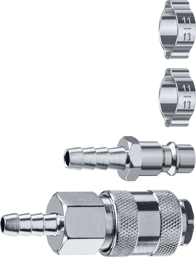Набор штуцеров «елочка» 8 мм — рапид муфта + рапид штуцер-штуцер «елочка» 8 мм + обжимные хомуты 2 шт ЗУБР Профессионал 64920-08-H