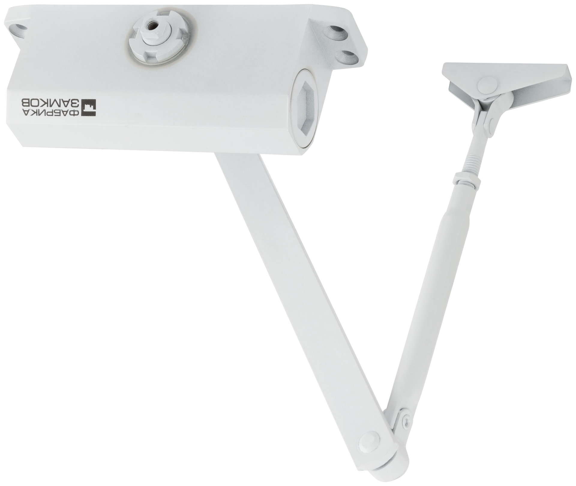 Доводчик дверной Фабрика замков на стальной тяге, белый 40-60 кг (66268)