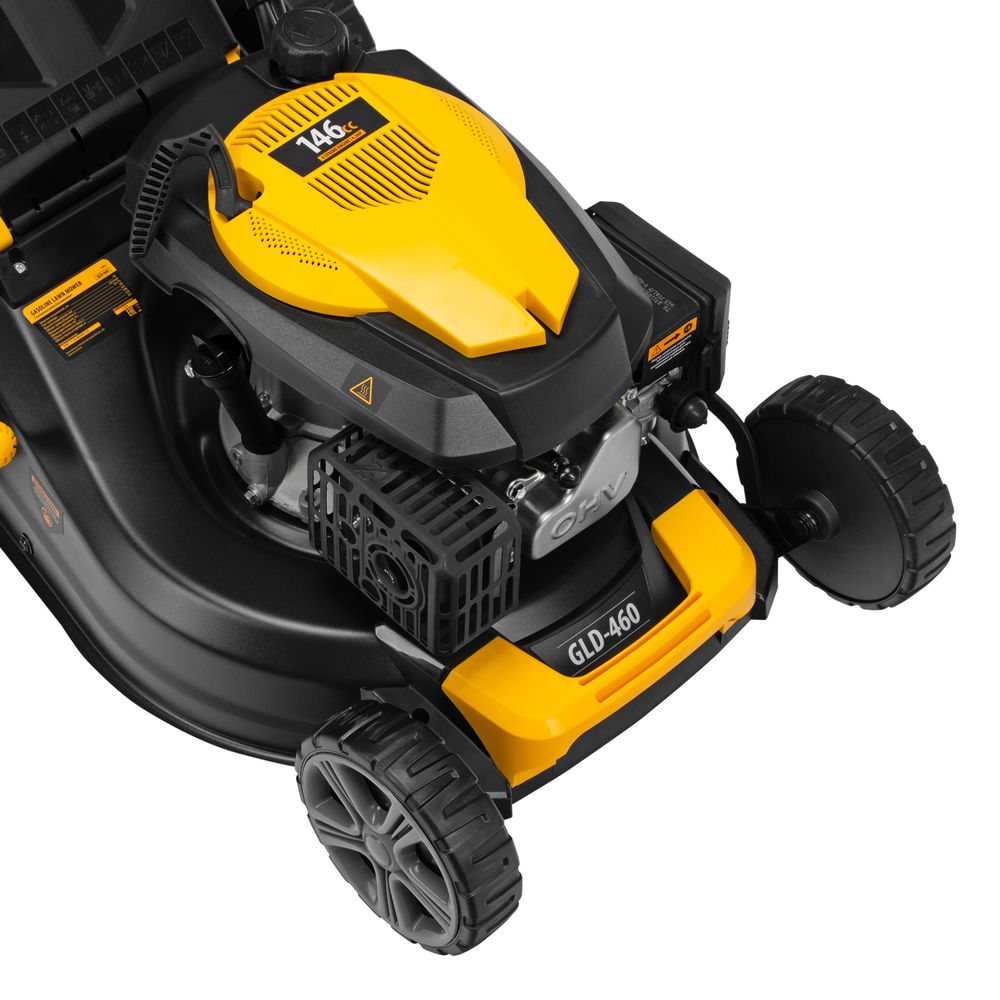 Газонокосилка бензиновая GLD-460, 146 куб.см, ширина 46 см, ручная, 7 уровней, травосборник 50 л Denzel (58802)