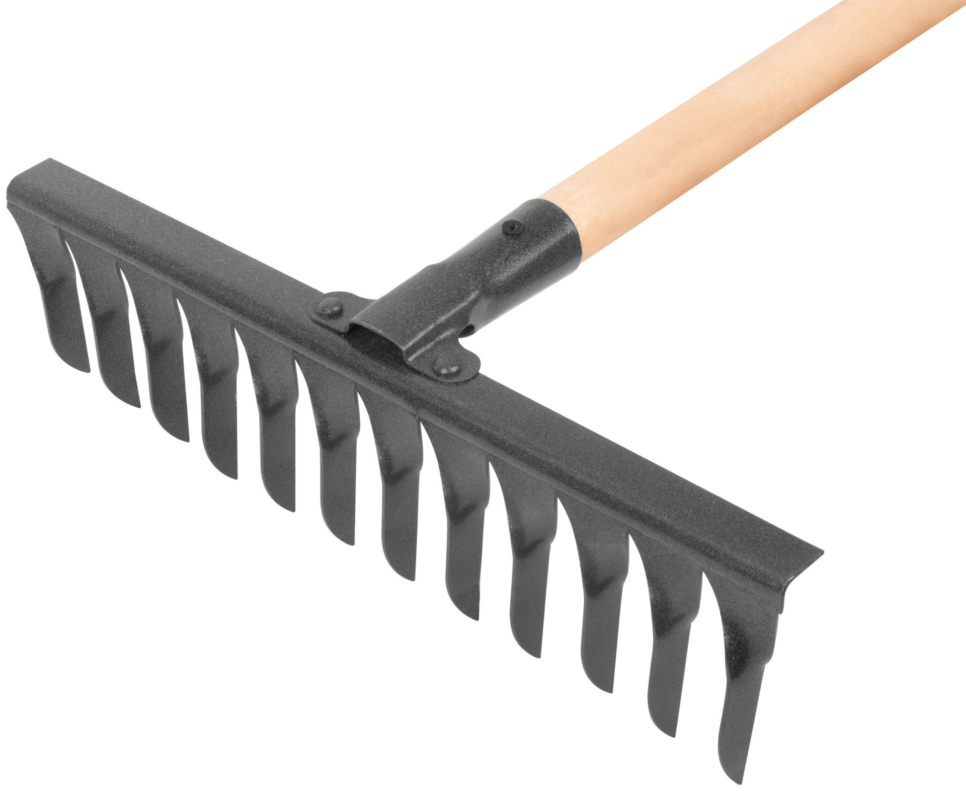 Грабли, витой зуб, 12 зубьев, с деревянным черенком (76964)